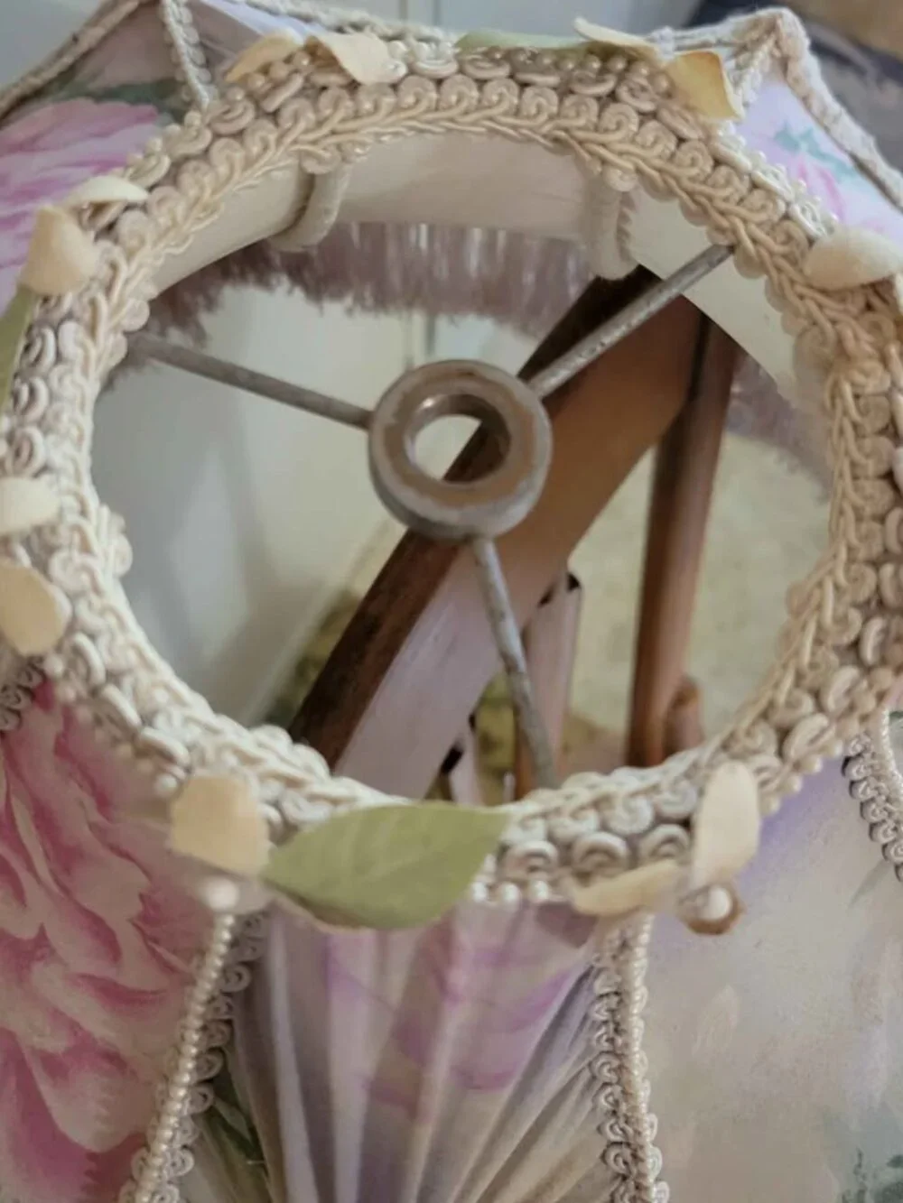 Vintage Floral Victorian Style Lampshade with Fringe